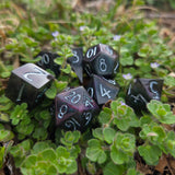 'Raven Wings' Purple/Green/Orange Colorshifting Numbers Handmade Resin TTRPG Gaming Dice Set