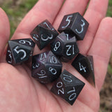 'Raven Wings' Purple/Green/Orange Colorshifting Numbers Handmade Resin TTRPG Gaming Dice Set