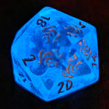 'The Guardian' Glow in the Dark Handpainted Tentacle Handmade Resin TTRPG 30mm Polyhedral Gaming Dice D20 Chonk OOAK