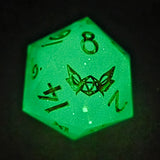 'Fjord' Critical Role Themed Handmade Resin Green Inky Black Colorshifting 30mm Chonky Boi D20 TTRPG Gaming Dice