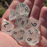 'Mote of Possibilities' Glow in the Dark Colorshifting Opal Flakes Handmade Resin TTRPG Gaming Dice Set