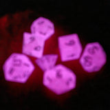 'Mote of Possibilities' Glow in the Dark Colorshifting Opal Flakes Handmade Resin TTRPG Gaming Dice Set