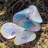 'Wibble Wobble Oloid' Glow in the Dark Shimmery Rainbow Handmade Resin Alternative Shape D4 TTRPG Gaming Dice