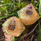 'Ribbity Bobbity BOO!' Handmade Colorshifting Daggerheart 20mm Oversized D12 Themed Pair TTRPG Duality Dice