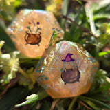 'Ribbity Bobbity BOO!' Handmade Colorshifting Daggerheart 20mm Oversized D12 Themed Pair TTRPG Duality Dice