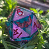 'Creepy Crawlies’ Glow in the Dark Handmade 30mm D20 Resin Stained Glass Polyhedral Gaming TTRPG Dice