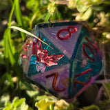'Creepy Crawlies’ Glow in the Dark Handmade 30mm D20 Resin Stained Glass Polyhedral Gaming TTRPG Dice