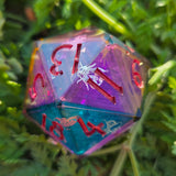'Creepy Crawlies’ Glow in the Dark Handmade 30mm D20 Resin Stained Glass Polyhedral Gaming TTRPG Dice