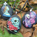Individual Large Painted Glow in the Dark OOAK Cameo Pendant Necklaces