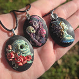 Individual Large Painted Glow in the Dark OOAK Cameo Pendant Necklaces