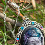 Individual Large Painted Glow in the Dark OOAK Cameo Pendant Necklaces with Swarovski Crystals