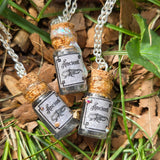 'Ancient Beetle' Individual Handmade Black Glittery Mini Liquid Potion Bottle Necklaces