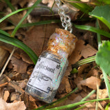 'Ancient Beetle' Individual Handmade Black Glittery Mini Liquid Potion Bottle Necklaces