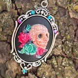 Individual Large Painted Glow in the Dark OOAK Cameo Pendant Necklaces with Swarovski Crystals