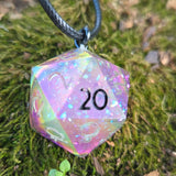 Individual Glow in the Dark Colorshifting Handmade Resin Half D20 TTRPG Polyhedral Gaming Dice Pendant Necklaces
