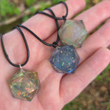 Individual Glow in the Dark Colorshifting Handmade Resin Half D20 TTRPG Polyhedral Gaming Dice Pendant Necklaces
