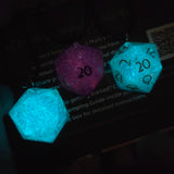 Individual Glow in the Dark Colorshifting Handmade Resin Half D20 TTRPG Polyhedral Gaming Dice Pendant Necklaces