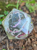 'Planetary Alignment' Handmade Resin Liquid Core Planet Themed 30mm D20 Gaming Dice Chonk