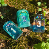 'Beyond the Grave' Handmade Resin OOAK Individual Alternative Grave Floral Skull Shaped Style D4 TTRPG Gaming Dice