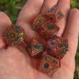 'Pharoah's Curse' Colorshifting Handmade Resin Mimic Themed Polyhedral Gaming Dice TTRPG Set