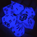 'Toxic Flowers' Toxic Spring Handmade Resin Rainbow Shimmer Glow in the Dark Alternative Dice Shapes Polyhedral Gaming Dice Set