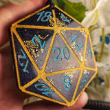 Deep Blue Colorshifting Shimmery OOAK Handmade Resin D20 Polyhedral Gaming Dice TTRPG Ornament