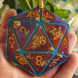 Mollymauk Inspired Handmade Resin D20 Polyhedral Gaming Dice TTRPG Ornament