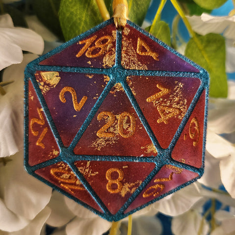 Mollymauk Inspired Handmade Resin D20 Polyhedral Gaming Dice TTRPG Ornament