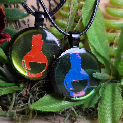 'Colorshifting Potions' 1 Inch Round Pendant Necklace
