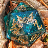 'Ribbons of Rosey Gold’ Handmade 30mm D20 Dice