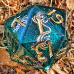'Ribbons of Rosey Gold’ Handmade 30mm D20 Dice