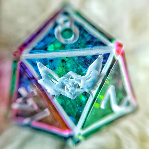 'Circus Glass’ Handmade 30mm D20 Dice