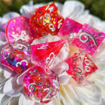 'Pink Diamonds' Handmade Sharp Edged Gaming Dice Set