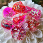 'Pink Diamonds' Handmade Sharp Edged Gaming Dice Set