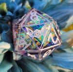 'Frozen Fractals’ 30mm Handmade Gaming D20 Dice