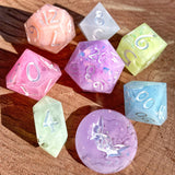 ‘Fairy Confections’ Glow in the Dark Opal Pastel Handmade Dice Set