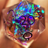 Rainbow Mylar Half-D20 Pendant Necklace