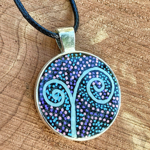 Hand Painted Resin Pendant Necklace