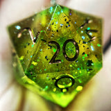 Colorshifting Olive Green Translucent Half-D20 Pendant Necklace