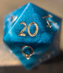 D20 Pin- Teal/White Marbled