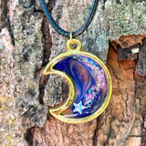 Glow in the Dark Crescent Moon Pendant Necklace