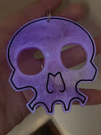 Glow in the Dark Shimmery Purple/White Skull “Self Defense” Keychain