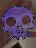 Glow in the Dark Shimmery Purple/White Skull “Self Defense” Keychain