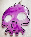 Glow in the Dark Shimmery Purple/White Skull “Self Defense” Keychain