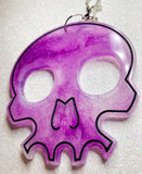 Glow in the Dark Shimmery Purple/White Skull “Self Defense” Keychain